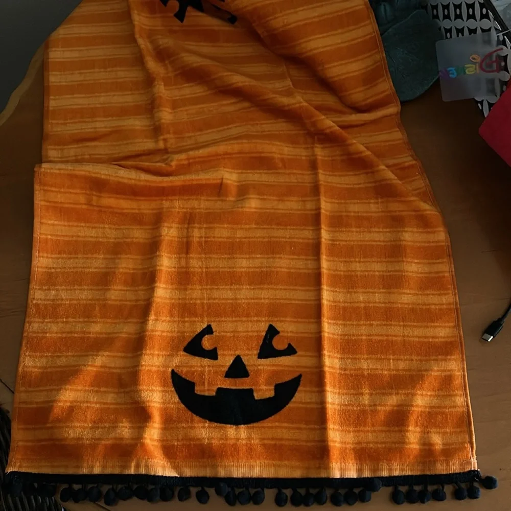 Orange Halloween Pumpkin Kitchen Towel